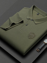 Men's Plus Size Collared Neck Short Sleeve Polo Army Green / M