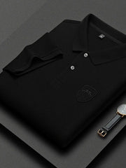 Men's Plus Size Collared Neck Short Sleeve Polo Black / M