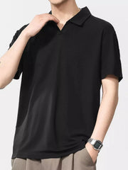 Men's Plus Size Collared Neck Short Sleeve Polo Black / M
