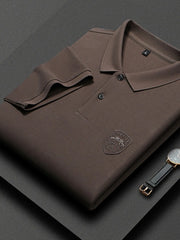 Men's Plus Size Collared Neck Short Sleeve Polo Coffee Brown / M