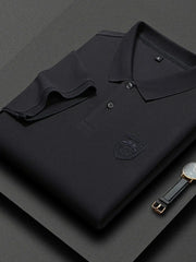 Men's Plus Size Collared Neck Short Sleeve Polo Dark Gray / M