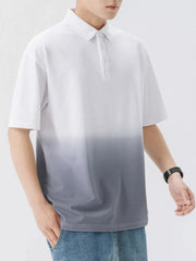 Men's Plus Size Collared Neck Short Sleeve Polo Dark Gray / M