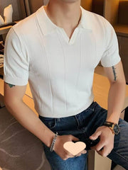 Men's Plus Size Collared Neck Short Sleeve Polo Ivory / M
