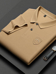 Men's Plus Size Collared Neck Short Sleeve Polo Khaki / M