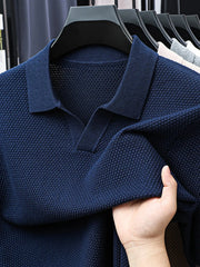 Men's Plus Size Collared Neck Short Sleeve Polo Navy Blue / M