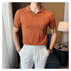 Men's Plus Size Collared Neck Short Sleeve Polo Orange / M
