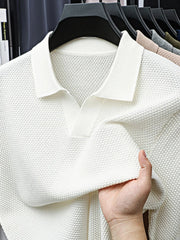 Men's Plus Size Collared Neck Short Sleeve Polo White / M