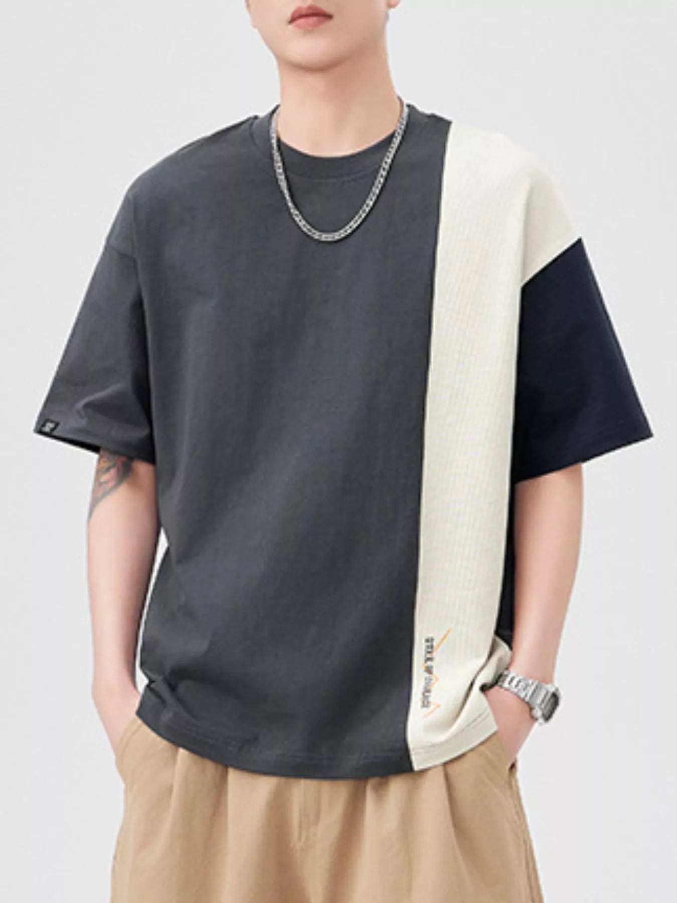 Men's Plus Size Color Block Casual T-Shirt