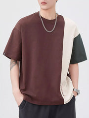 Men's Plus Size Color Block Casual T-Shirt
