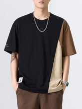 Men's Plus Size Color Block Round Neck T-Shirt Black / M