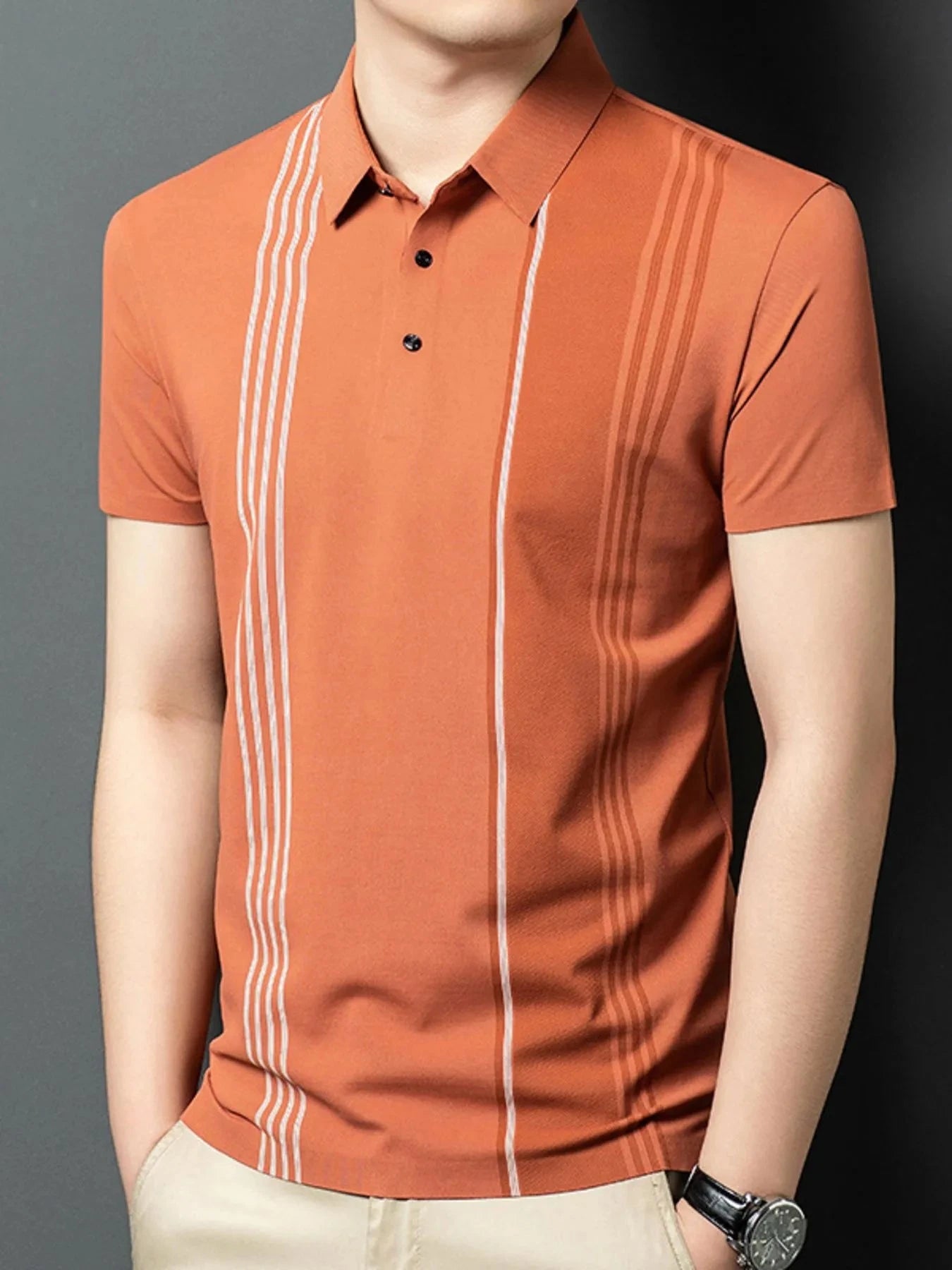 Men's Plus Size Contrast Short Sleeve Polo