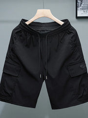 Men's Plus Size Drawstring Cargo Shorts Black / L