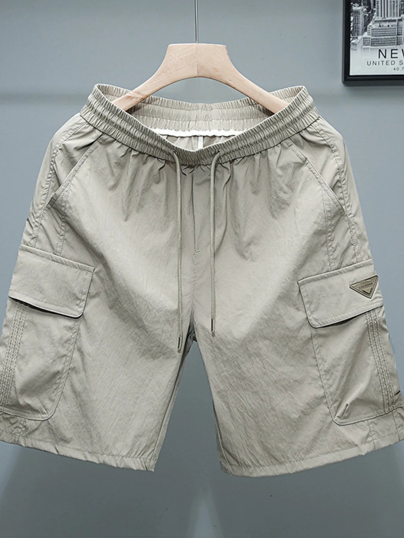 Men's Plus Size Drawstring Cargo Shorts Khaki / L