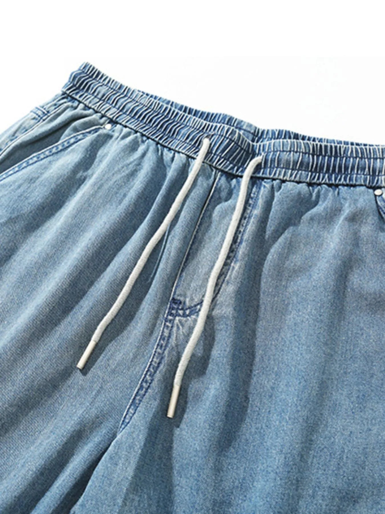 Men's Plus Size Drawstring Denim Shorts