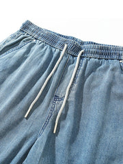 Men's Plus Size Drawstring Denim Shorts