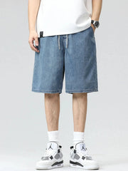 Men's Plus Size Drawstring Denim Shorts
