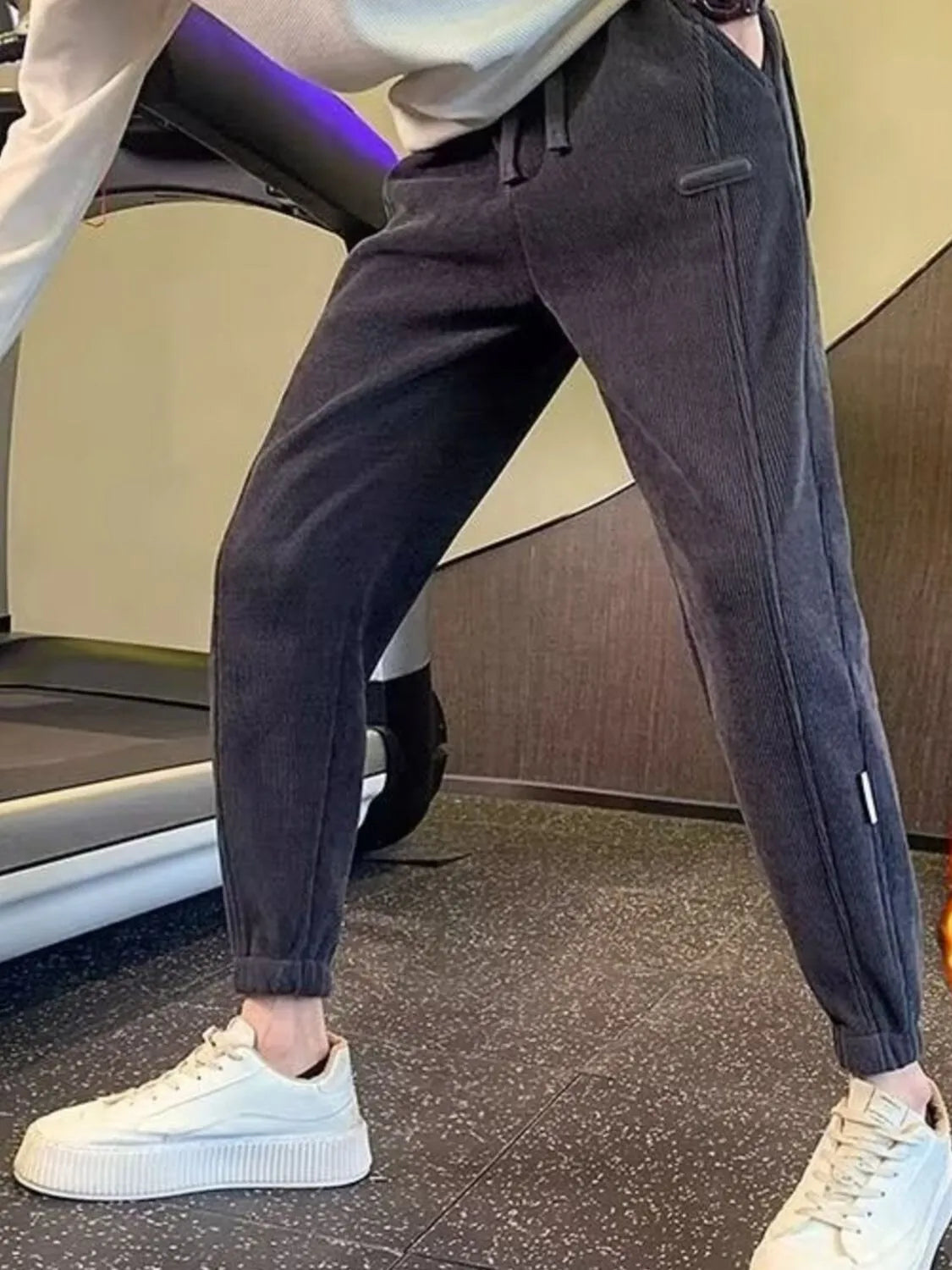 Men's Plus Size Drawstring Loose Fit Joggers Velvet Gray / M