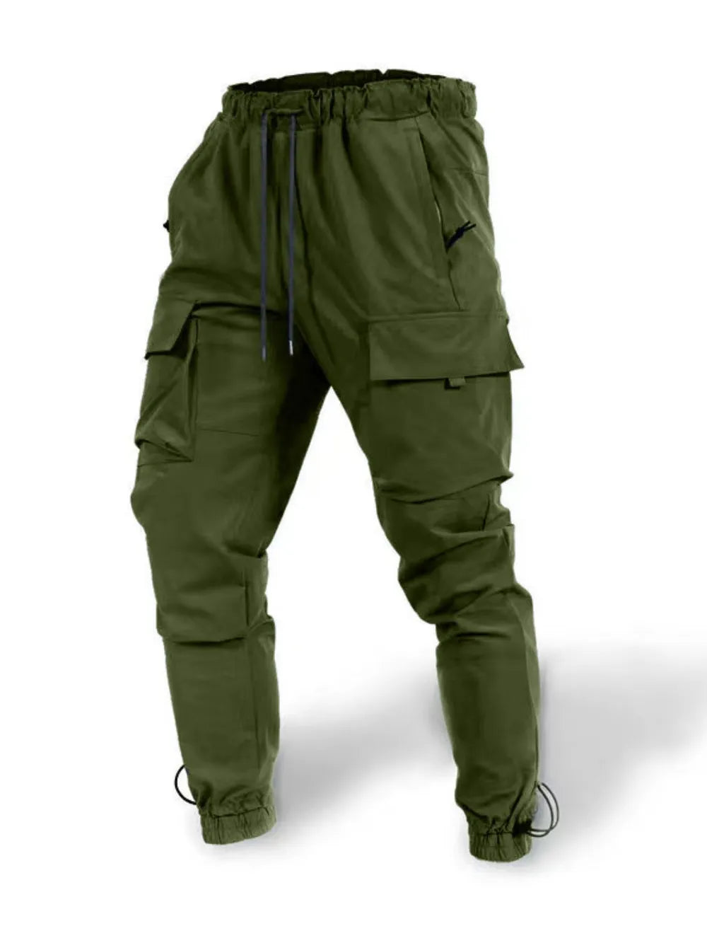 Men's Plus Size Drawstring Pants with Cargo Pockets Army Green / M