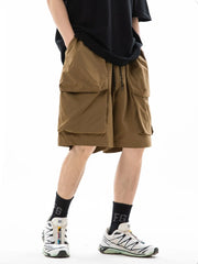 Men's Plus Size Drawstring Pocketed Shorts Taupe / M