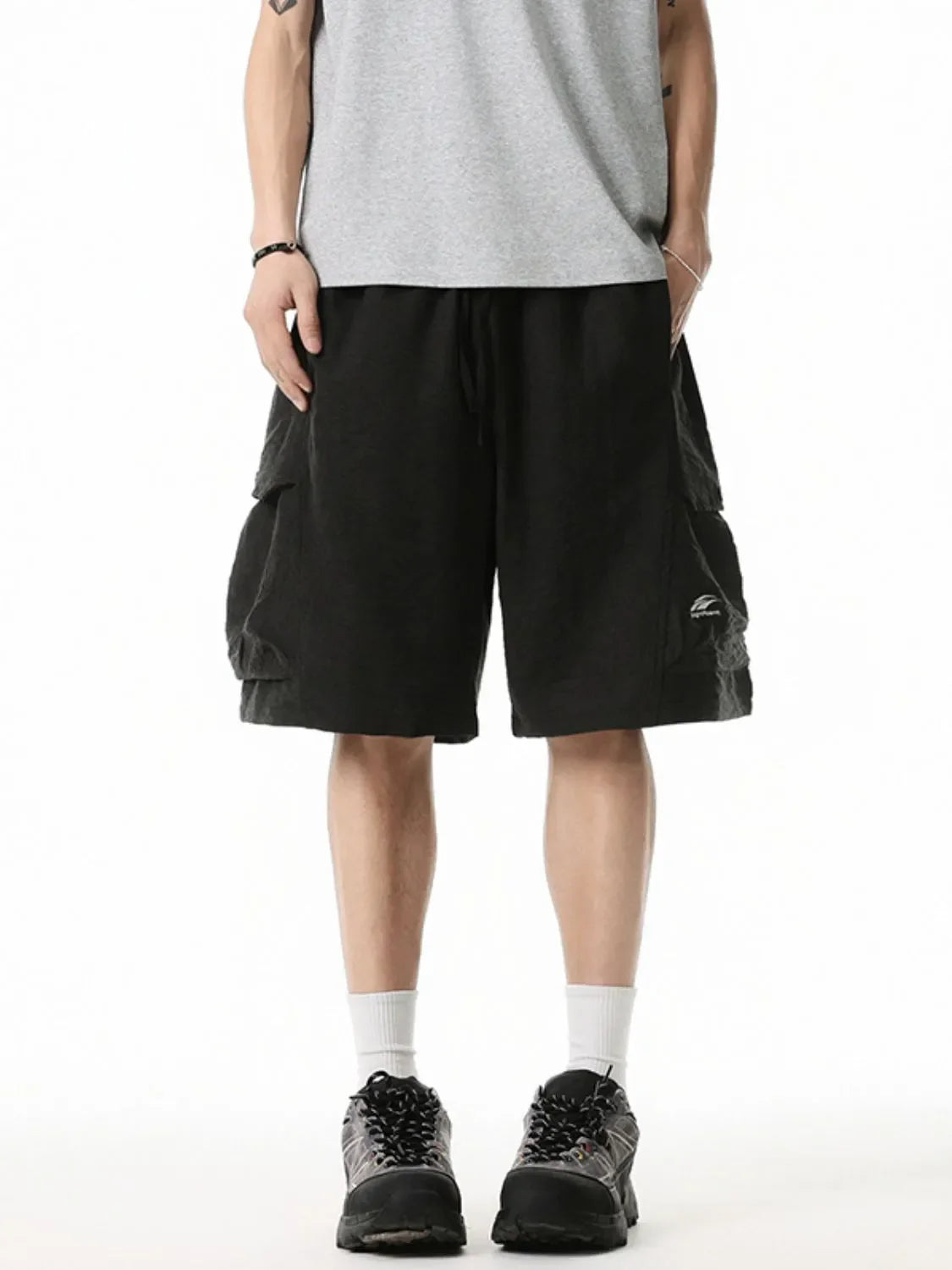 Men's Plus Size Drawstring Shorts Black / M
