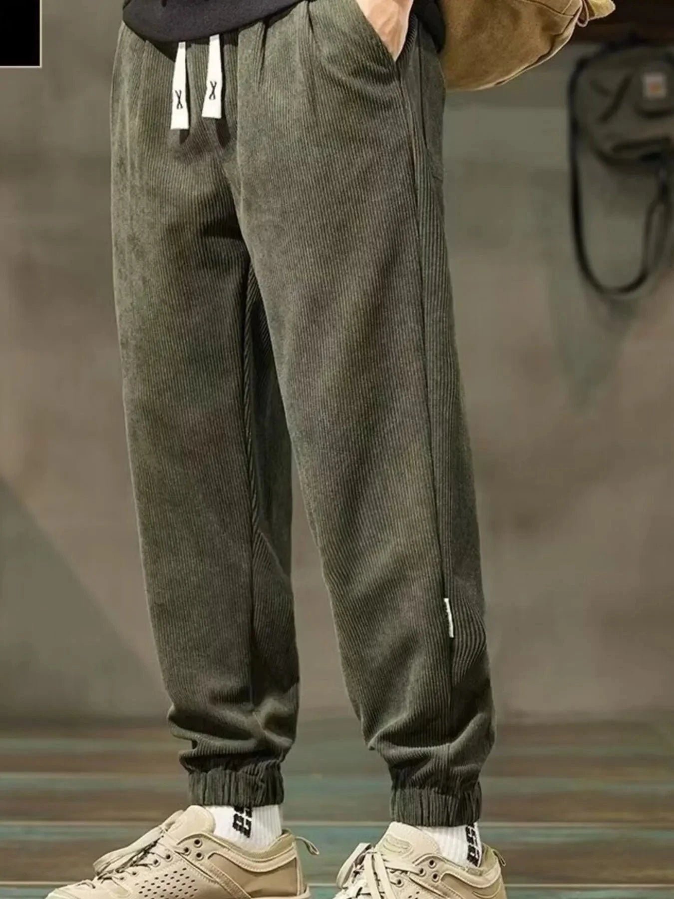 Men's Plus Size Drawstring Wide Leg Pants