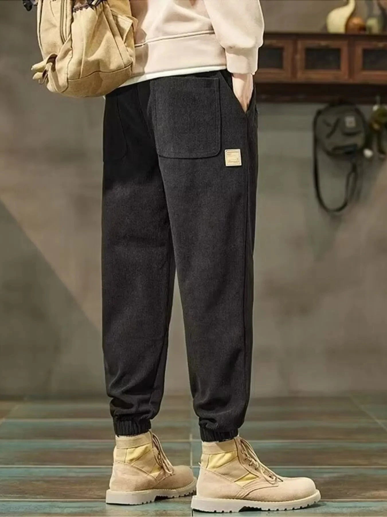 Men's Plus Size Drawstring Wide Leg Pants