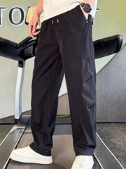 Men's Plus Size Drawstring Wide Leg Pants Black / M