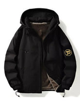 Men's Plus Size Drawstring Zip Up Hooded Jacket Black / M