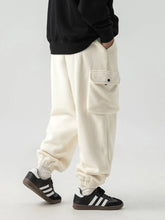 Men's Plus Size Elastic Waist Joggers with Pockets Ivory / M