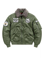 Men's Plus Size Embroidered Patches Bomber Jacket Army Green / M
