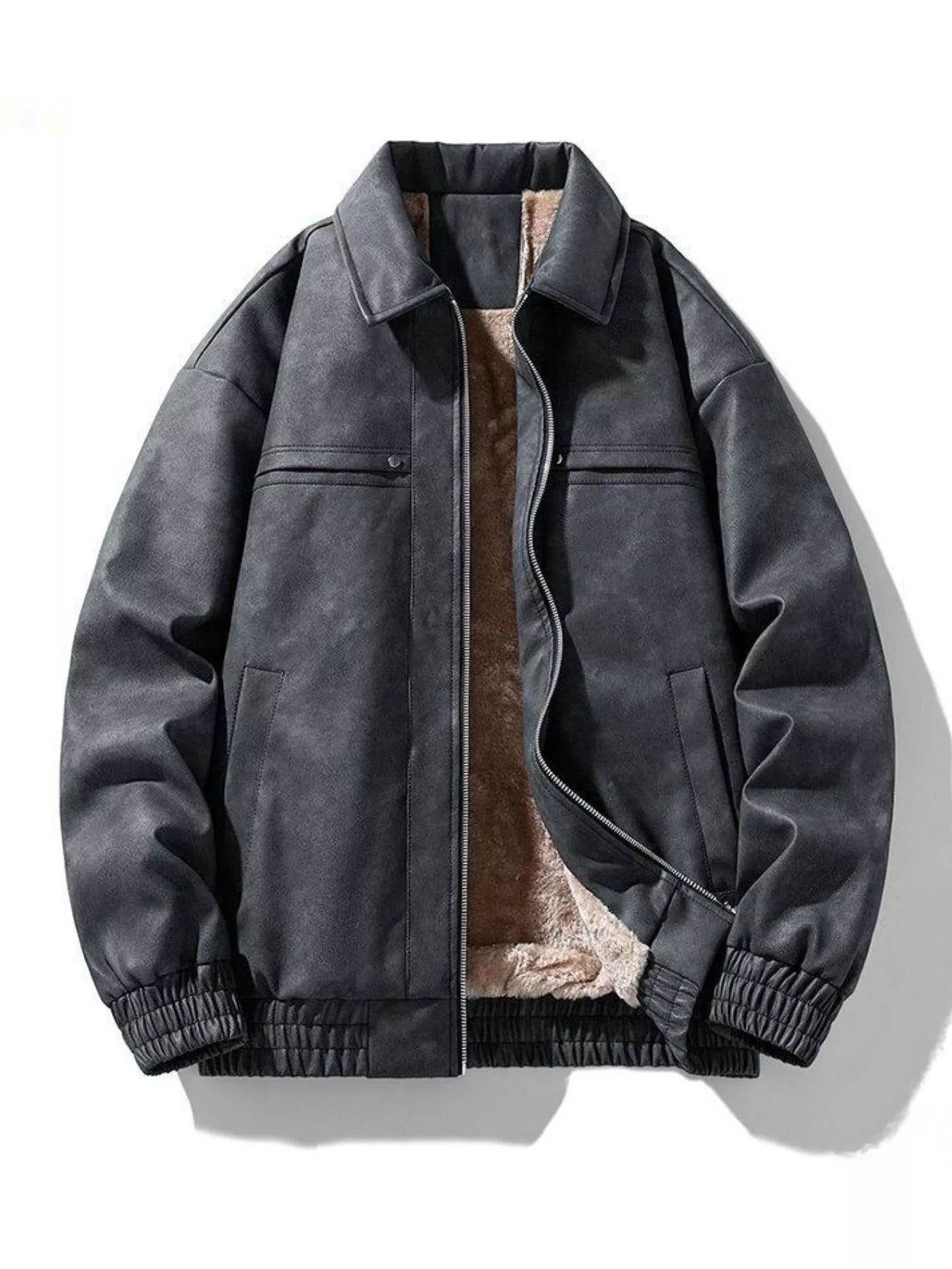 Men's Plus Size Fleece Lined Zip Up Jacket Black / M