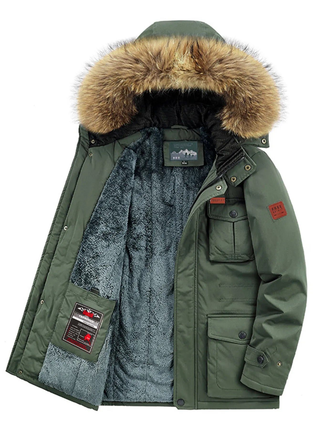 Men's Plus Size Fur Hooded Warm Winter Coat