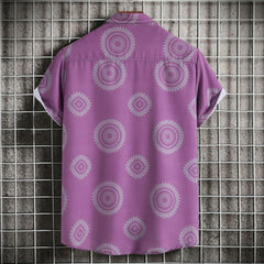 Men's Plus Size Geometric Print Short Sleeve Button-Up Shirt