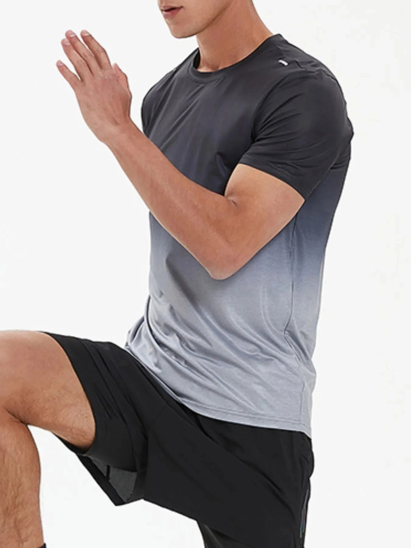 Men's Plus Size Gradient Round Neck Short Sleeve Active T-Shirt Black / M