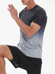 Men's Plus Size Gradient Round Neck Short Sleeve Active T-Shirt Black / M