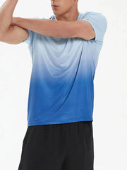 Men's Plus Size Gradient Round Neck Short Sleeve Active T-Shirt Light Blue / M