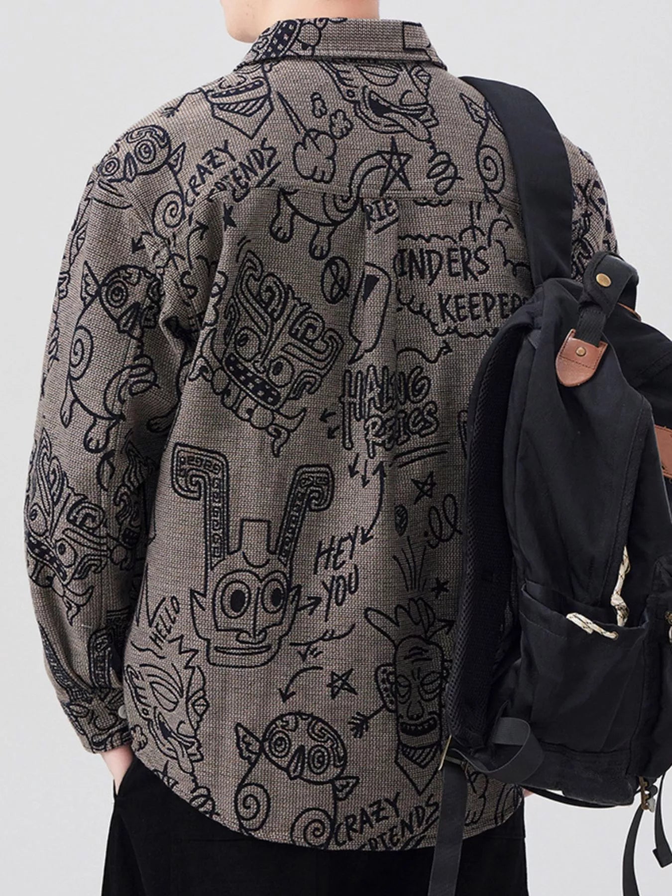 Men's Plus Size Graffiti Print Casual Shirt