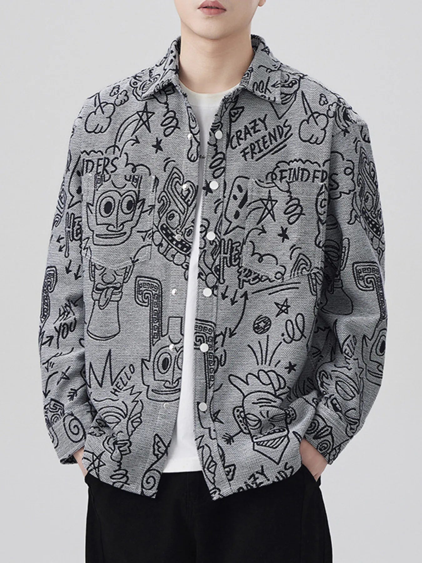 Men's Plus Size Graffiti Print Casual Shirt