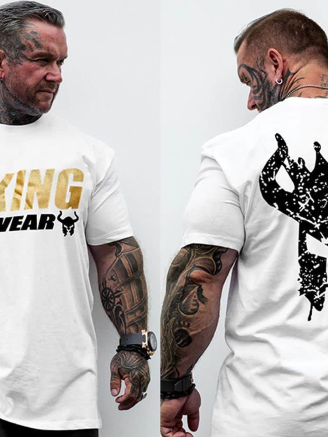 Men's Plus Size Graphic Back Round Neck Short Sleeve T-Shirt White / 2XL