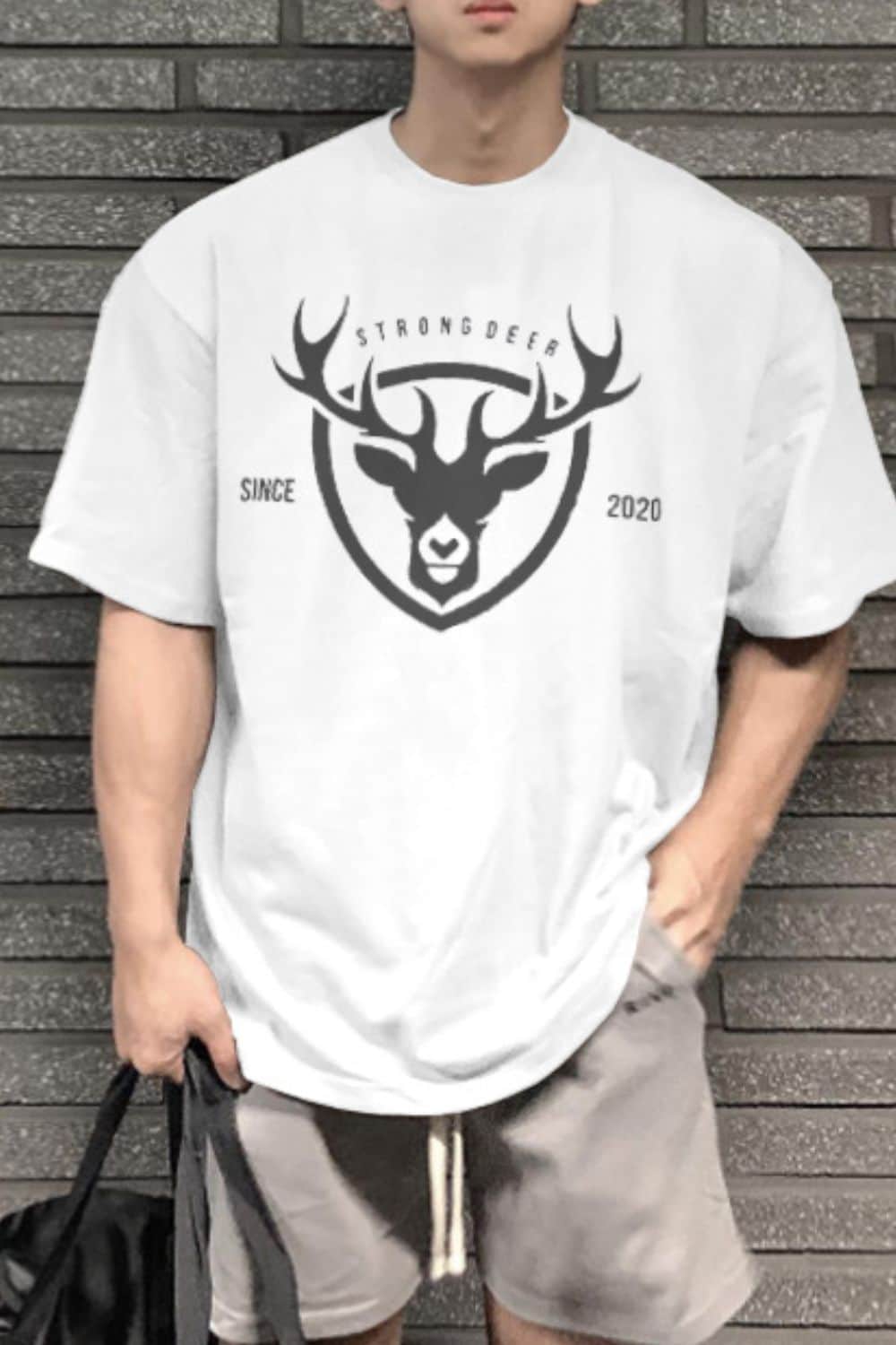 Men's Plus Size Graphic Round Neck Half Sleeve T-Shirt White / L