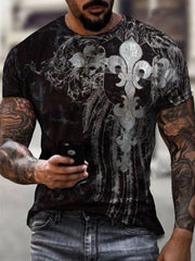Men's Plus Size Graphic Round Neck Short Sleeve T-Shirt Black / M