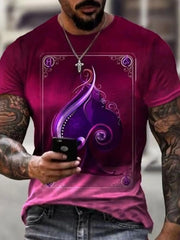 Men's Plus Size Graphic Round Neck Short Sleeve T-Shirt Cerise / M