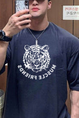 Men's Plus Size Graphic Round Neck Short Sleeve T-Shirt Navy / M