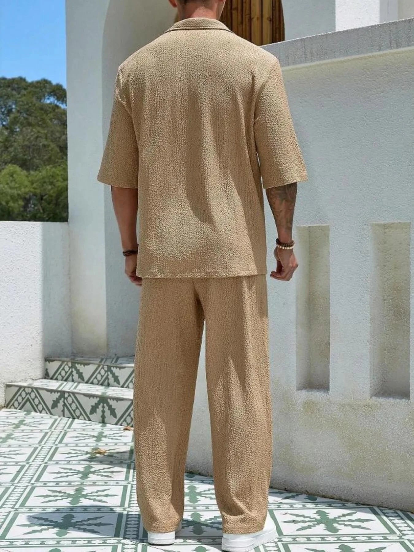 Men's Plus Size Half Sleeve Top and Pants Set