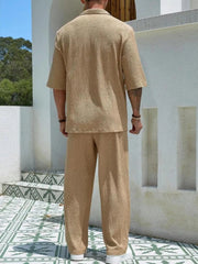 Men's Plus Size Half Sleeve Top and Pants Set
