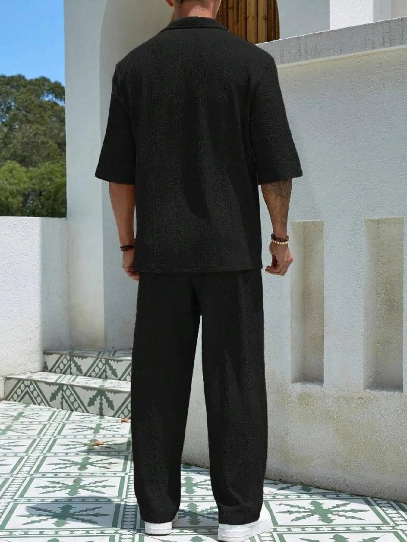 Men's Plus Size Half Sleeve Top and Pants Set