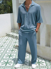Men's Plus Size Half Sleeve Top and Pants Set
