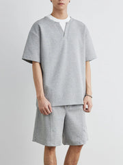 Men's Plus Size Half Sleeve Top and Shorts Set