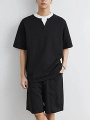 Men's Plus Size Half Sleeve Top and Shorts Set