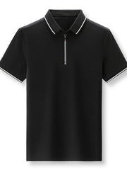 Men's Plus Size Half-Zip Contrast Trim Polo Shirt